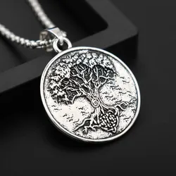 New Vintage Viking Tree of Life Pendant Charm Men's Necklace Fashion Hip Hop Punk Accessories Jewelry Party Gift Wholesale