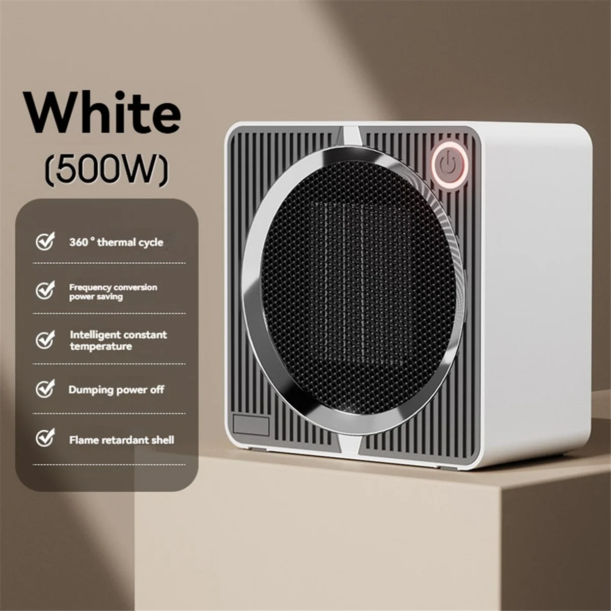 Veloce! Riscaldatore elettrico 500W Riscaldatore elettrico portatile PTC Riscaldamento in ceramica Casa Piccolo riscaldatore Intelligente Ventilatore di aria calda Spina UE