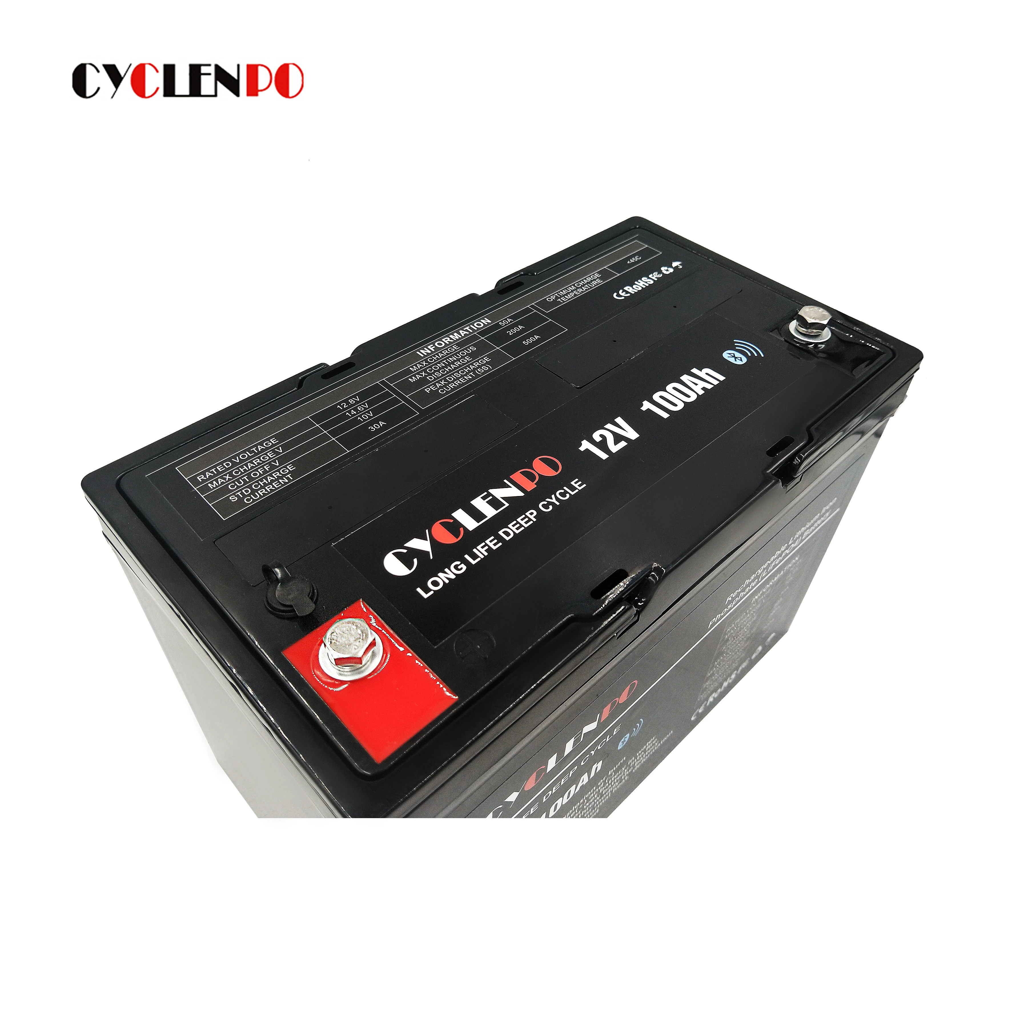 Smart controlled lifepo4 12v 100ah bt lithium ion battery