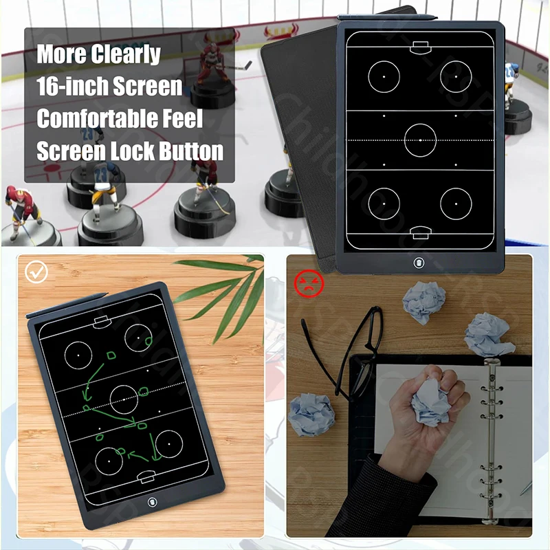 لوحة تحديد استراتيجية لهوكي الجليد الإلكترونية بشاشة LCD مقاس 16 بوصة، شاشة عرض تعليمية لعبة الهوكي للتدريب الرياضي #6