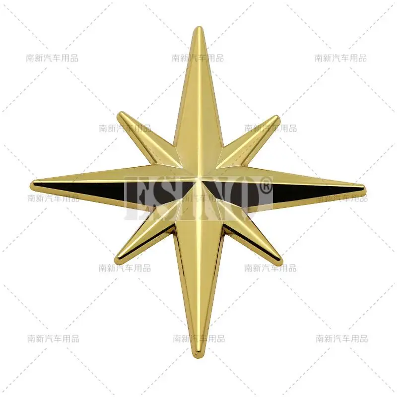 Car Styling 3D Eight-pointed Octagonal star Metal Alloy Adhesive Emblem Trunk Badge Fender Sticker Body Decal Car Accessory