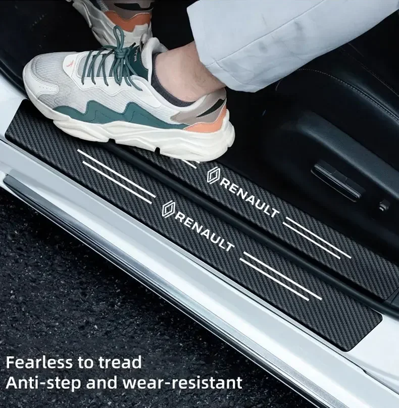 4pcs Carbon Fiber Car Sticker Auto Door Threshold Scratch Waterproof For Renault Megane 2 3 4 Twingo Clio Talisman Captur Trafic image 6