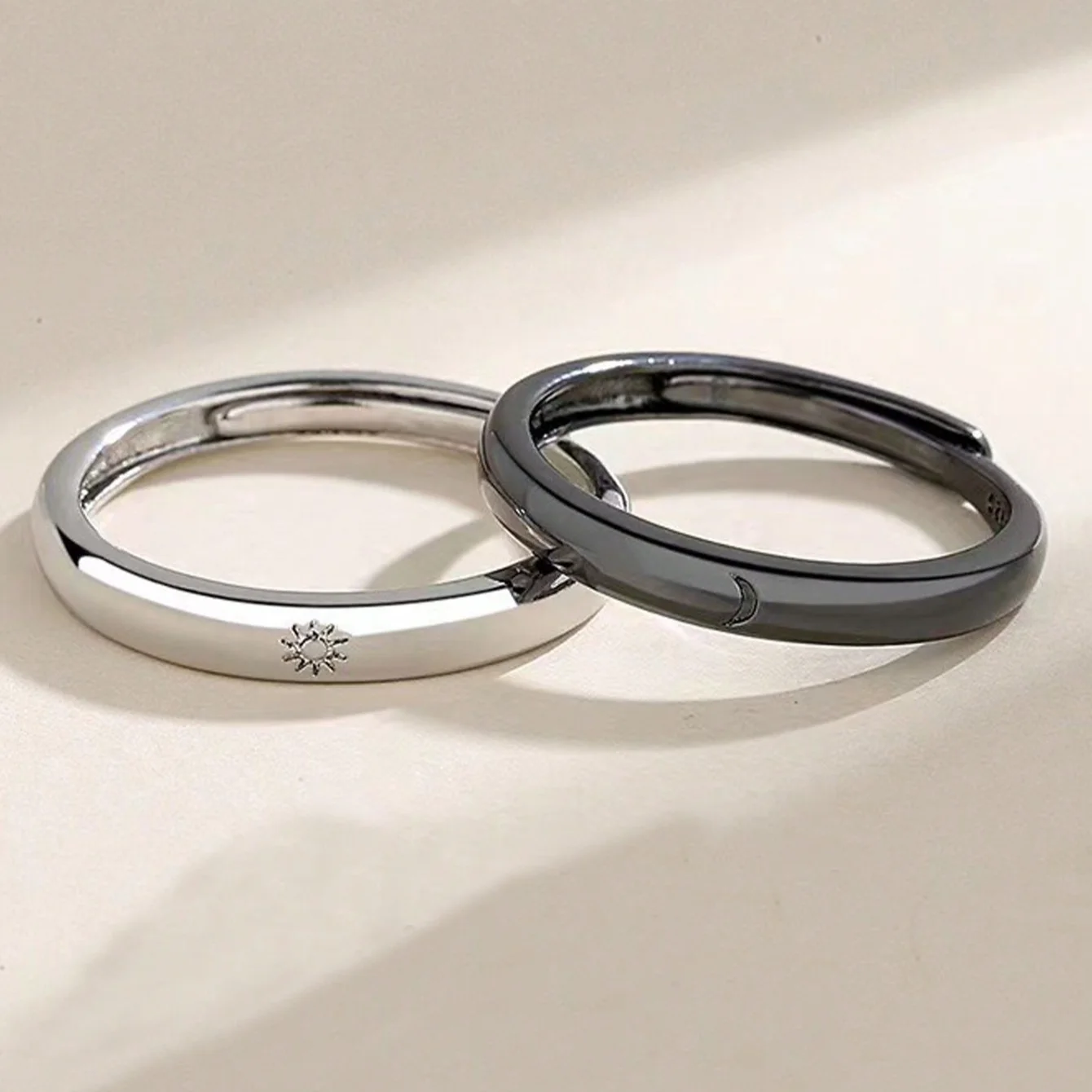 2pcs/Set Sun Moon Couple Rings Set - Lover Rings