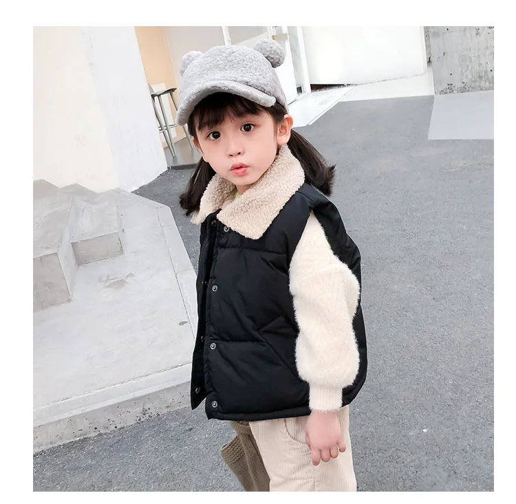 2026 Herbst Winter Kinder Plus Fleece Weste Baby Jungen Mädchen Lammwolle Gefütterte Druckknopf Warme Ärmellose Jacke Kinderkleidung – Detail 6