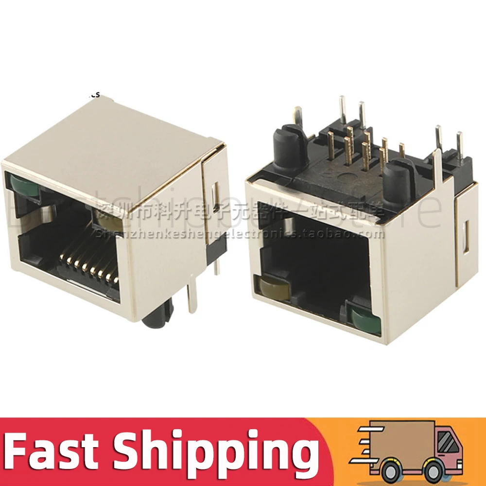 2 stks AJT34L8814-031 RJ45 Jack LED Filter Shield 100 Base Fast Ethernet Netwerkpoort Modulaire Connector Interface Side Entry