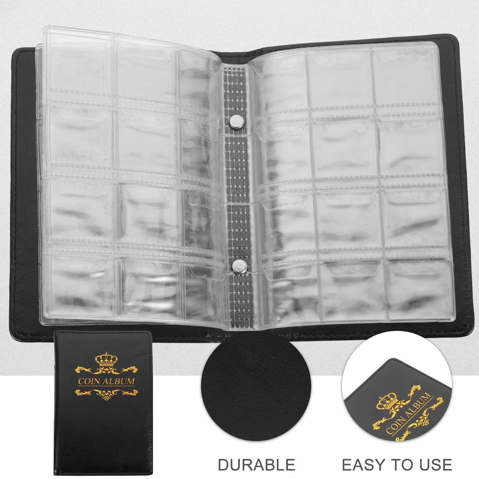 

Crown Commemorative Book Coin Collection Album Portable Lightweight Organizer For Coins Medallions Tokens Transparent