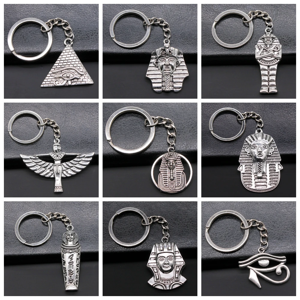 Ancient Egypt Horus Anubis Pharaoh Sphinx Bastet Charms Keychain Souvenirs Keyring Key Holder Accessories Party Gift