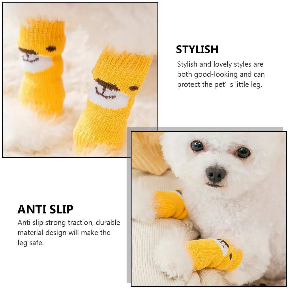 

2Sets Pet Dog Socks Stylish Anti-Slip Leg Warmers Small Puppy Leg Joint Protectors Long-Lasting Dog Socks Pet Supplies
