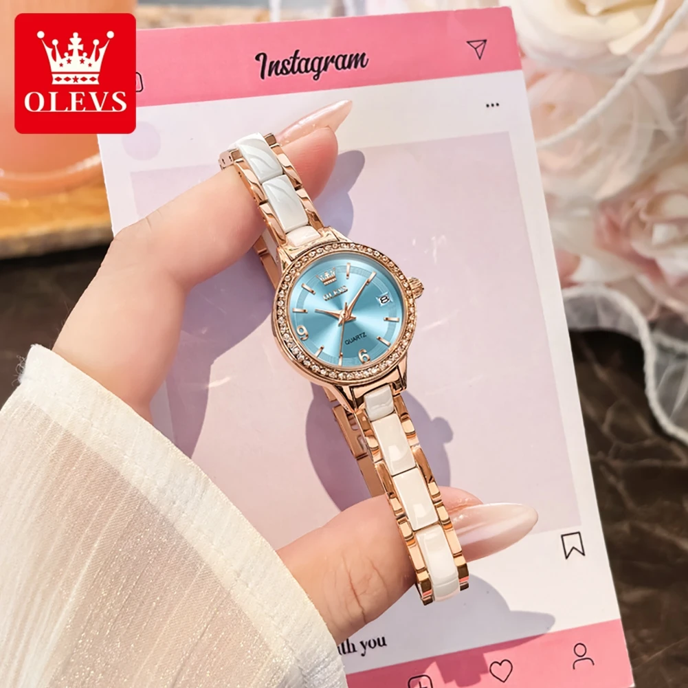 

OLEVS 7093 Original Brand Watch For Women Korean Style Analog Waterproof Auto Date Fashion Quartz Wristwatch Luxury Women Gift