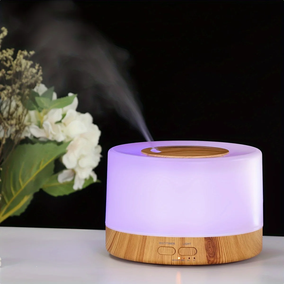 Advanced 500ML Ultrasonic Diffuser  - 7 LED Colors, 4 Timer Modes, Auto Shut-Off +  6 x 10ml Essential Oil Bottles