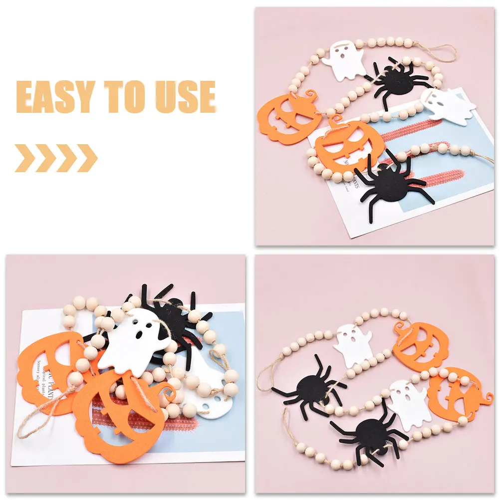 

Halloween Wood Bead Garland Wall Hanging Rustic Home Decoration DIY Craft Project Housewarming Gift Garden Supplies