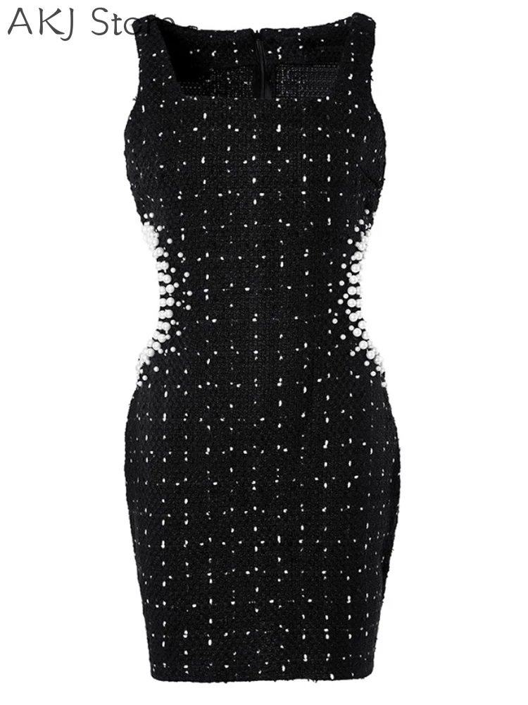 Women Elegant Beaded Design Cutout Party Dress