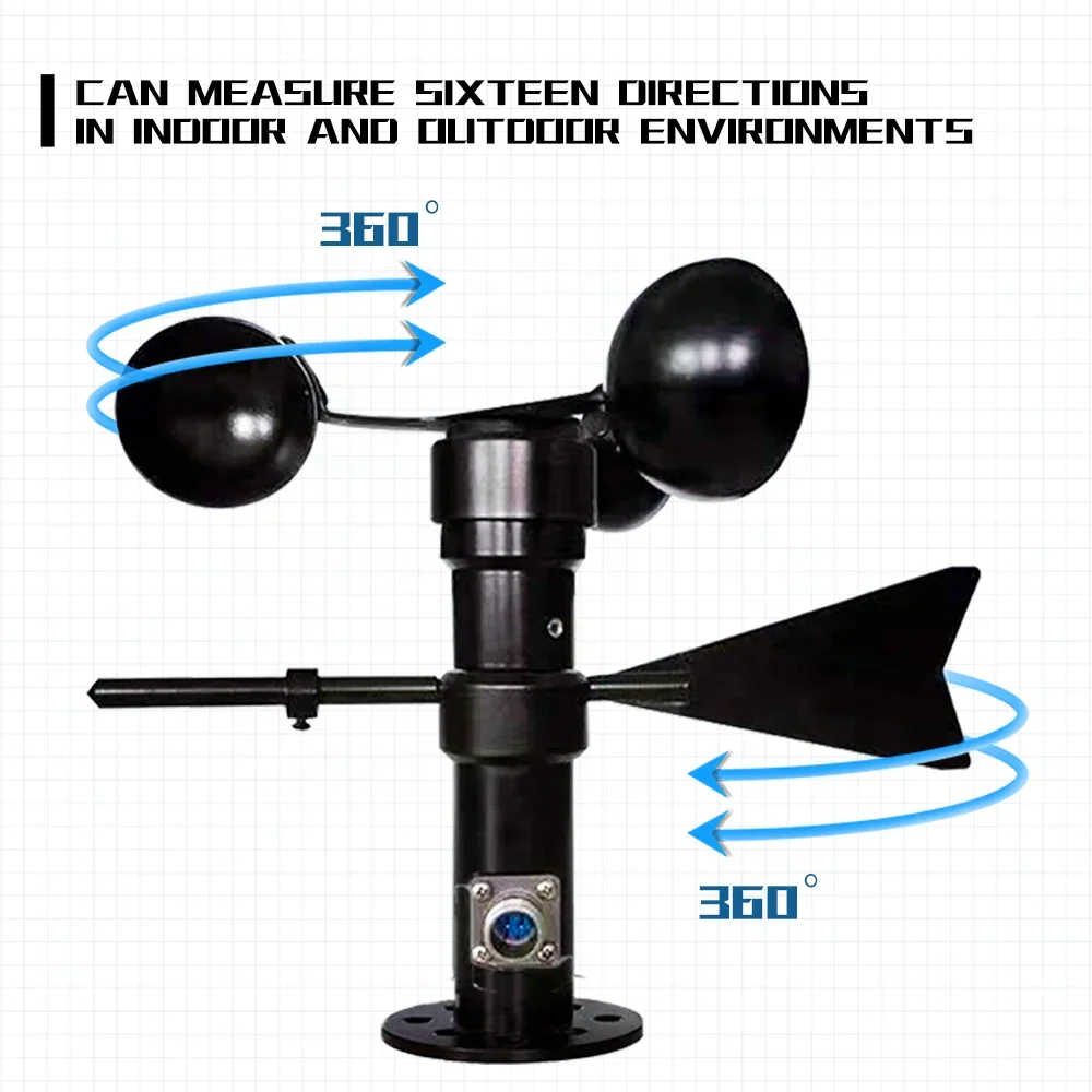 Integrated Wind Speed And Direction Sensor Mechanical Three Cup Wind Speed Sensor Modbus RS485 And 4-20mA Communicate