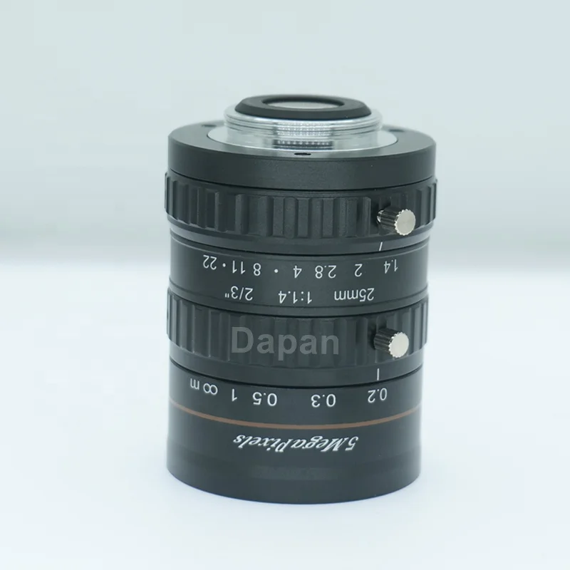 25 мм с фиксированным фокусным расстоянием, 5 МП, 2/3 дюйма, диафрагма F1,4, промышленная линза с ручной диафрагмой и низким искажением, CCTV FA C-Mount