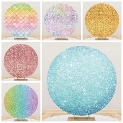 Round Glitter Shiny Backdrops Baby Shower Birthday Glow Party Decor Wedding Photo Photographic Photography Background Elastic