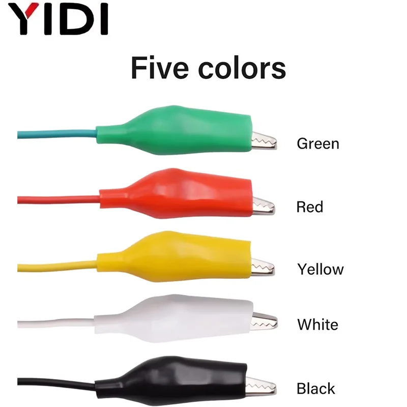 10pcs 28/35/45mm Colored Crocodile Clip Electrical 50cm Wire Test Lead Double Ended Alligator Clip DIY Power Supply Cable Jumper