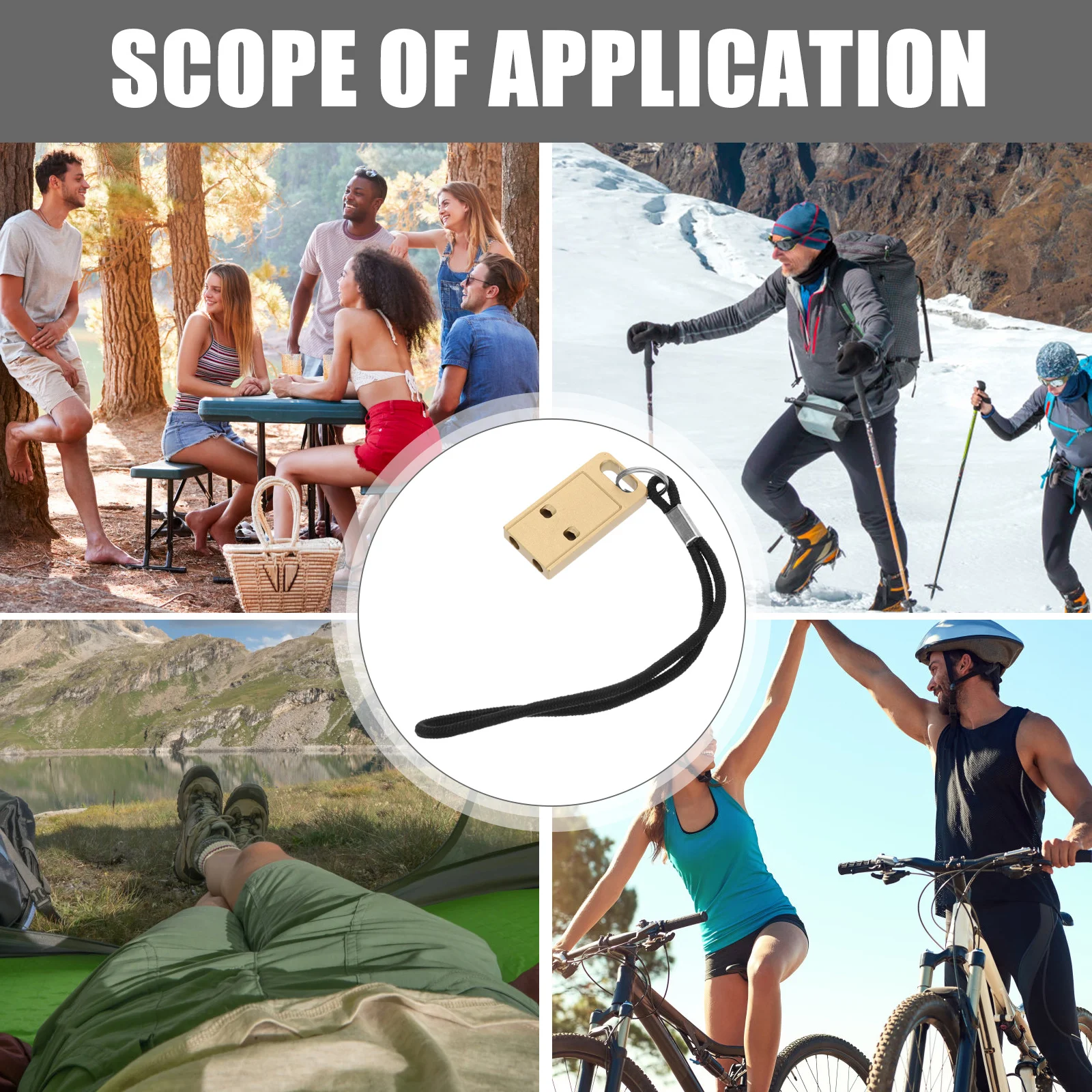 صافرة الطوارئ المحمولة الصغيرة النحاس بصوت عال صافرة إنقاذ للمشي لمسافات طويلة التخييم الرياضة في الهواء الطلق التدريب المفاتيح