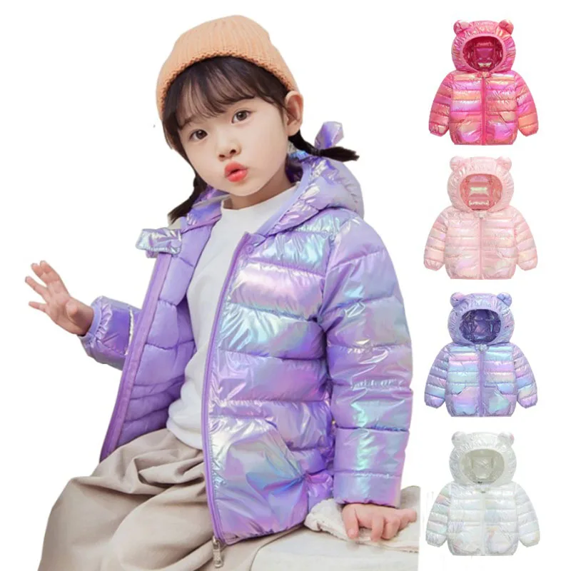 Children Boys Girls Baby Hooded Lightweight Down Jackets Colorful Fabric Warm Coats  Autumn Winter Fashion Casual Clothes 0-5 Y