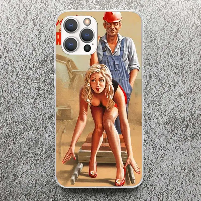 Sexy Pin Up Girl Vintege Print Soft Case for iPhone 16 15 14 13 12 11 Pro Max Art Phone Shell XS XR X SE 7 Plus 8 Pattern Cover 