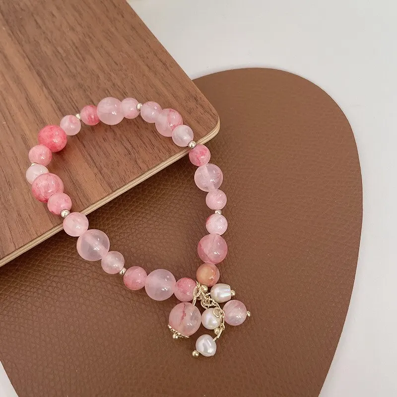 Pink Crystal Natural Stone Bracelet Reiki Energy Strand Bracelets Bangles For Women Prayer Blessing Health Wristband Jewelry image 4