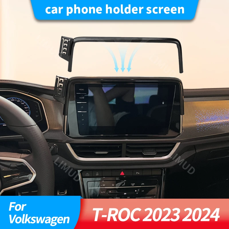 

Car phone holder screen For Volkswagen T-ROC 2023 2024 Universal Mobile Support Suction Windshield Phone Locking Car-Accessories