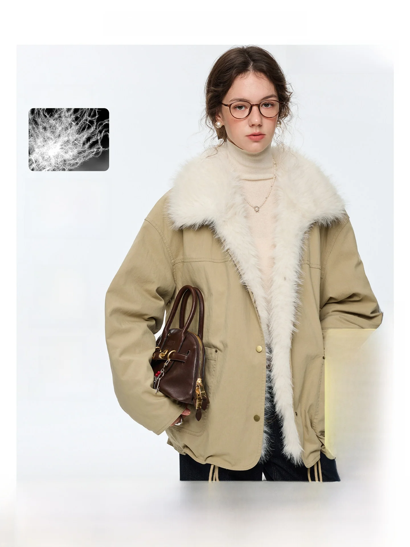 

VEGA CHANG Women's down Jaet 2025 Winter Warm Light Fluffy Fur Collar All-Match Casual Sle Long Sve ort Length