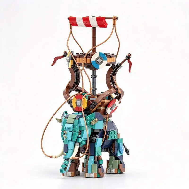 776PCS Viking Norse Battle Elephant Model Custom Building Blocks Ancient Nordic Beast Assembly Toy Display Collection Gift