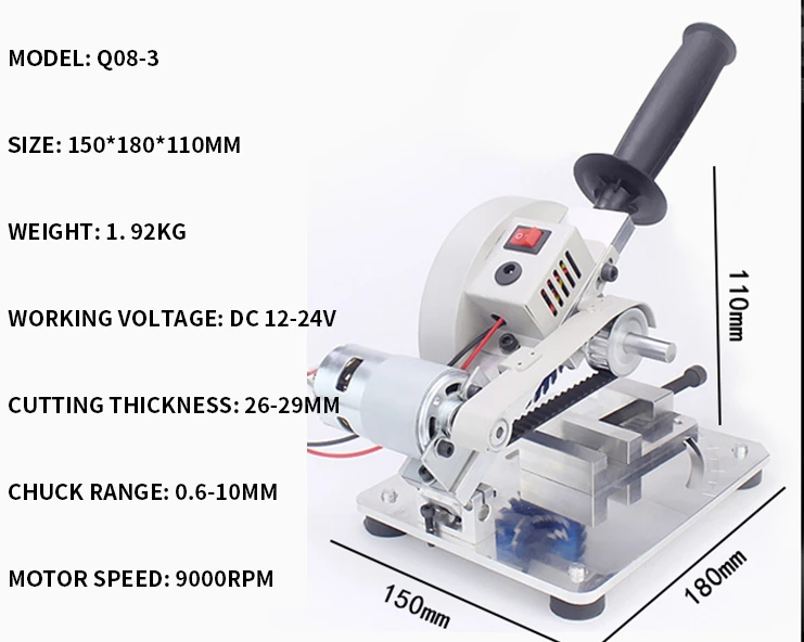 4 Inch Household Multifunctional Micro Cutting Machine Small Aluminum Cutting Machine 45 Degree Desktop Steel Wood Cutting Tools