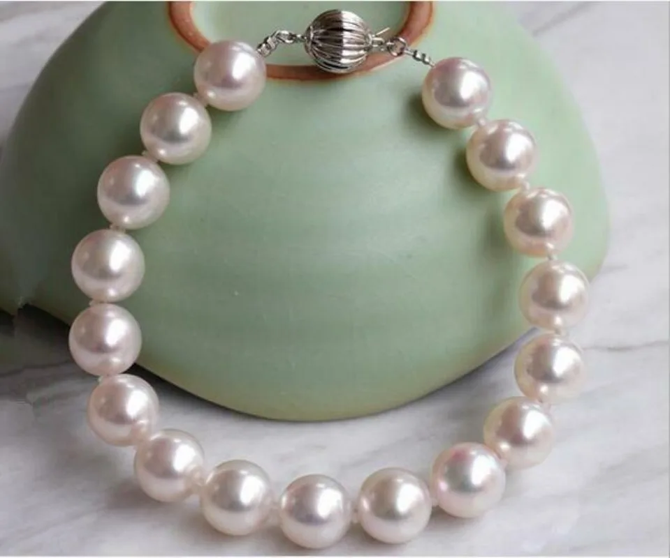 

Noblest AAAA 10-11mm Japanese Akoya white round pearl bracelet 7.5-8" jewelry bracelets slave bracelet charm bracelet