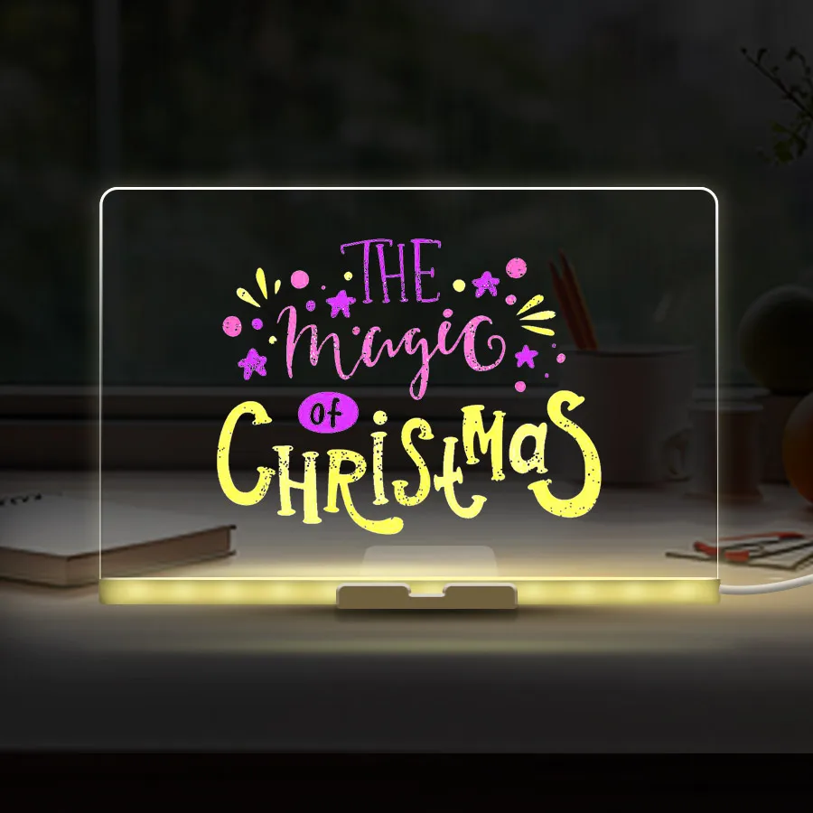 DIY Acrylic Fluorescent LED Light Board Glow Erasable Message Sign Whiteboard