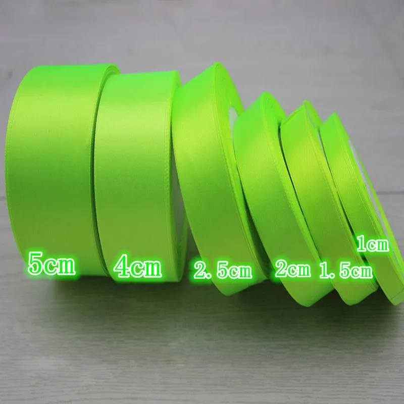 6/10/15/20/25/40/50mm Neon Grün Satin Band Weihnachten Halloween hochzeit Party Geschenk Verpackung Band DIY Handgemachte Handwerk Stoff