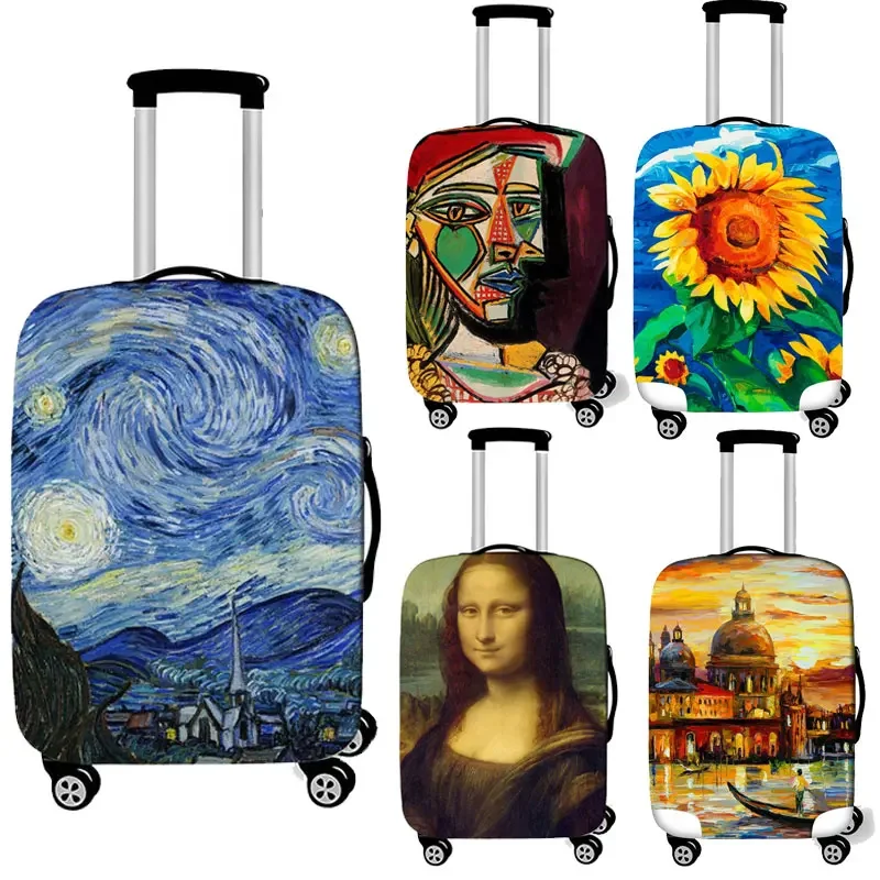 

Van Gogh Art Oil Painting / Janpan Wave / Mona Lisa Luggage Protective Cover Elastic Suitcase Cover Anti-dust Trolley Case Cover