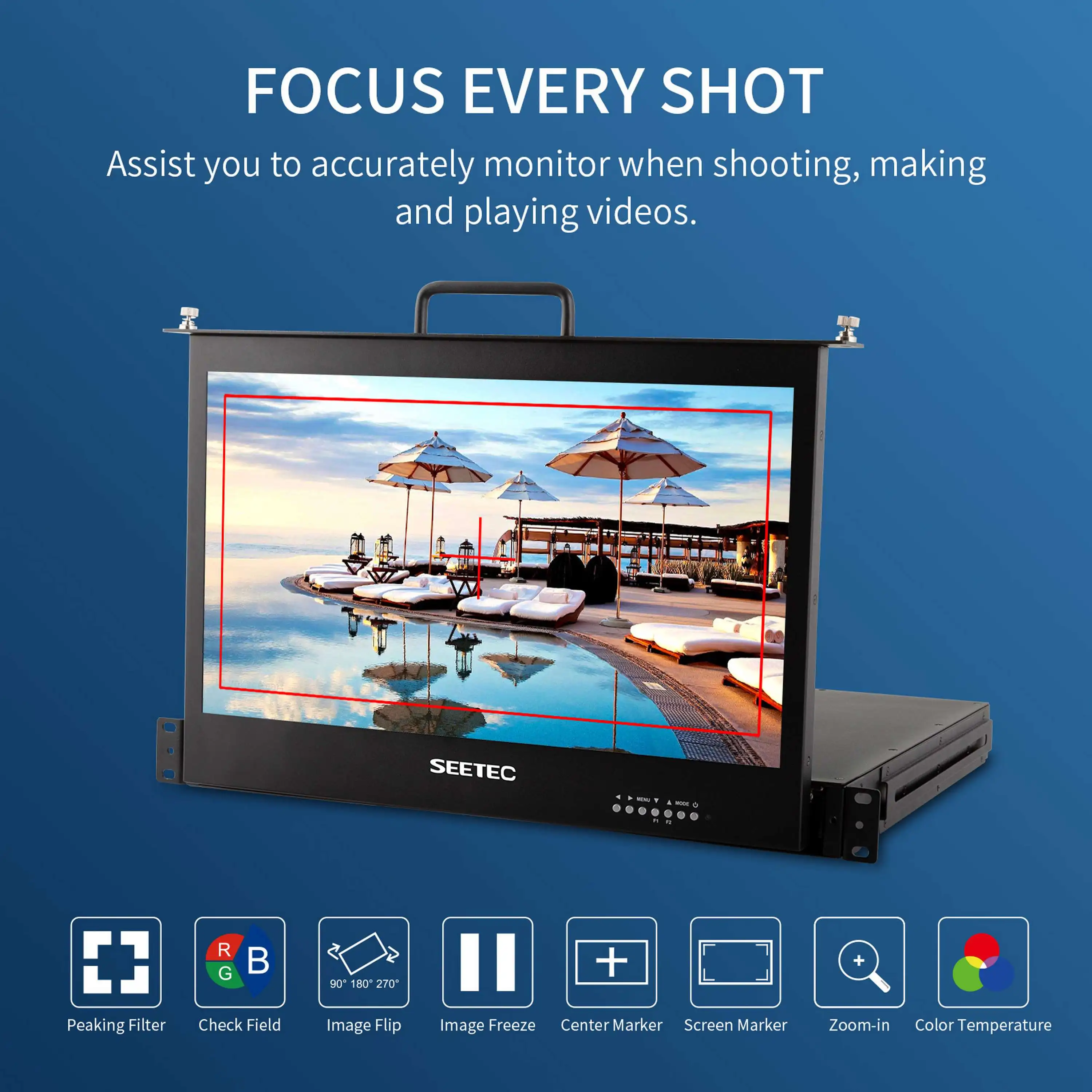 SEETEC SC173-HD-56 شاشة منزلقة عالية الكثافة 17.3 بوصة تركيب الرف FHD IPS لمصنع أنظمة البث OB Van