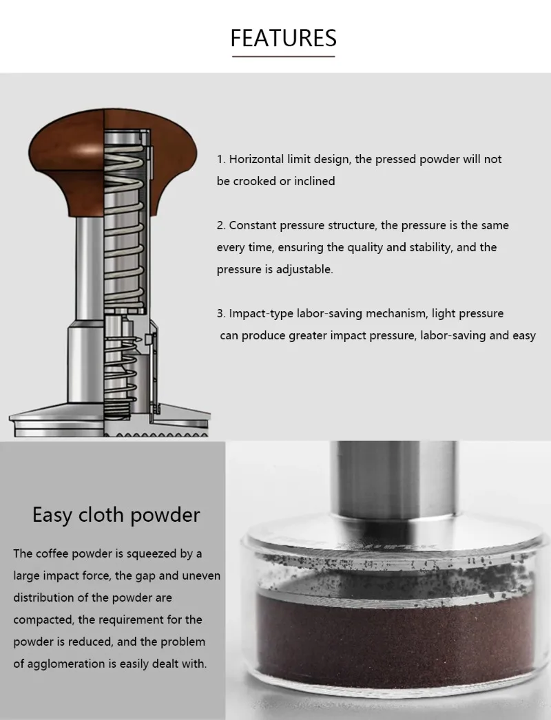 58mm Coffee Powder Hammer Cloth Leveler Stainless Steel The Force Tamper Espresso Press Tool