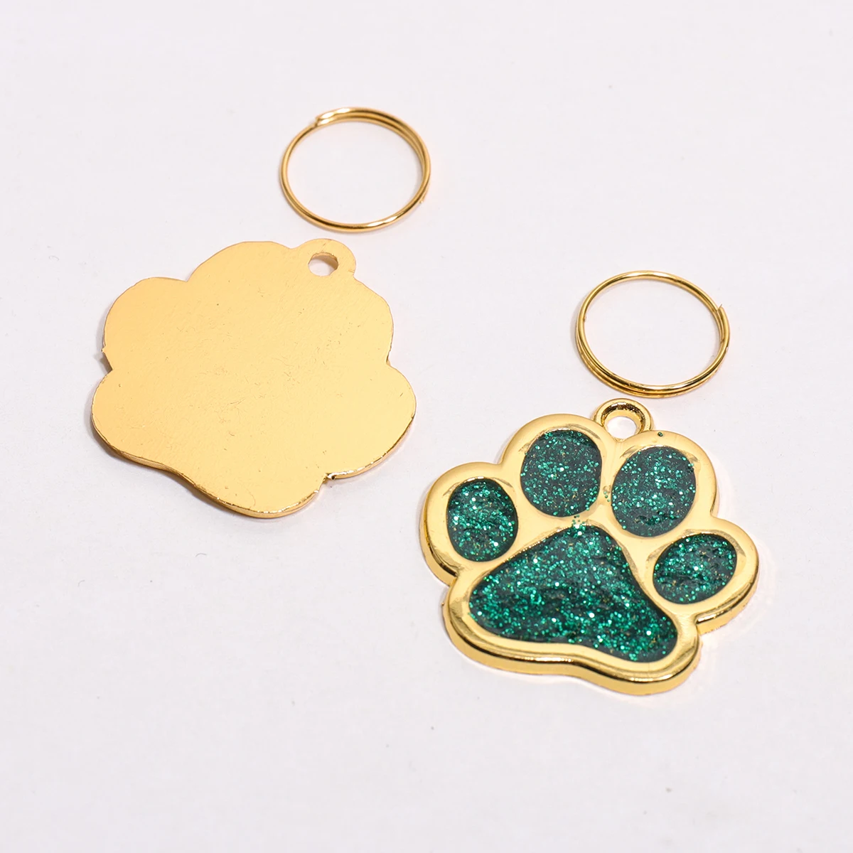 Gold Colour Custom Name Dog Tags Glitter Claw Customized Text Cat Tag Laser Engraving Collar Pendant Personalized Name Pets Tag view 4