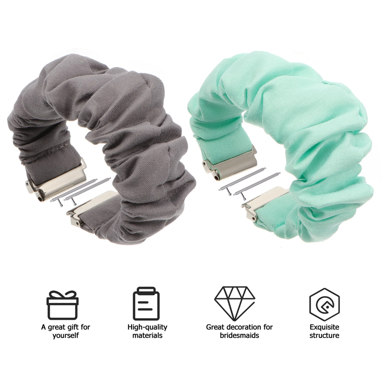 

2pcs Smartwatch Band For 2 Fabric Watch Strap Elastic Comfortable Lightweight Replacement Wristband Watch