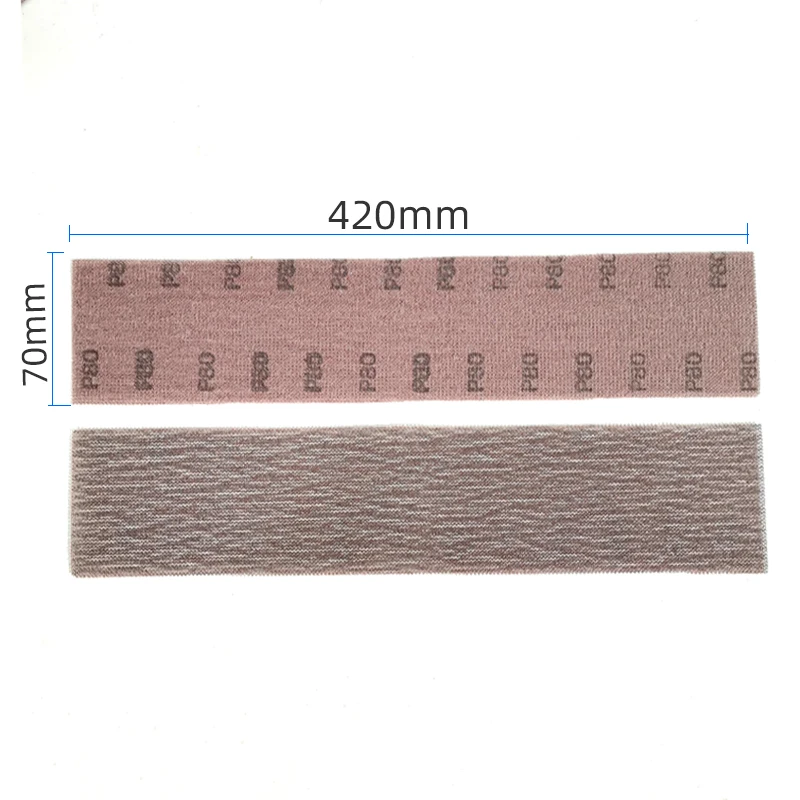 70x420mm Dry Grinding Mesh Sandpaper Rectangular Flocking for Mirka Hand Planing Car Putty Large Area Sanding Board