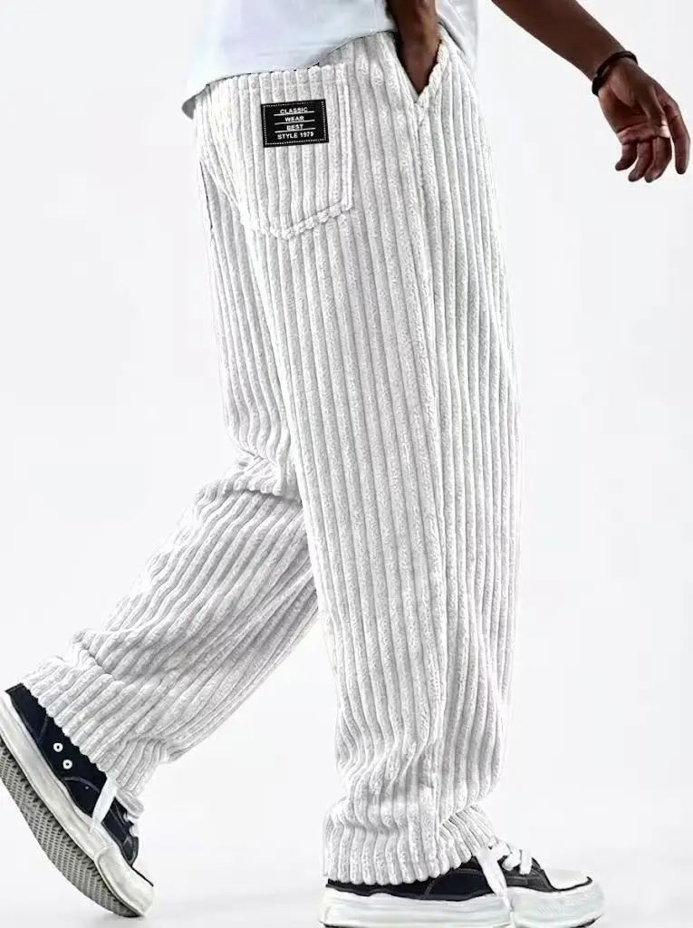 2026 Neue Herren-Cordhose, Lässige Mode, Weite Passform, Baggy-Hose, Gerade Jogginghose, Elastischer Bund mit Kordelzug, Outdoor-Streetwear – Detail 8