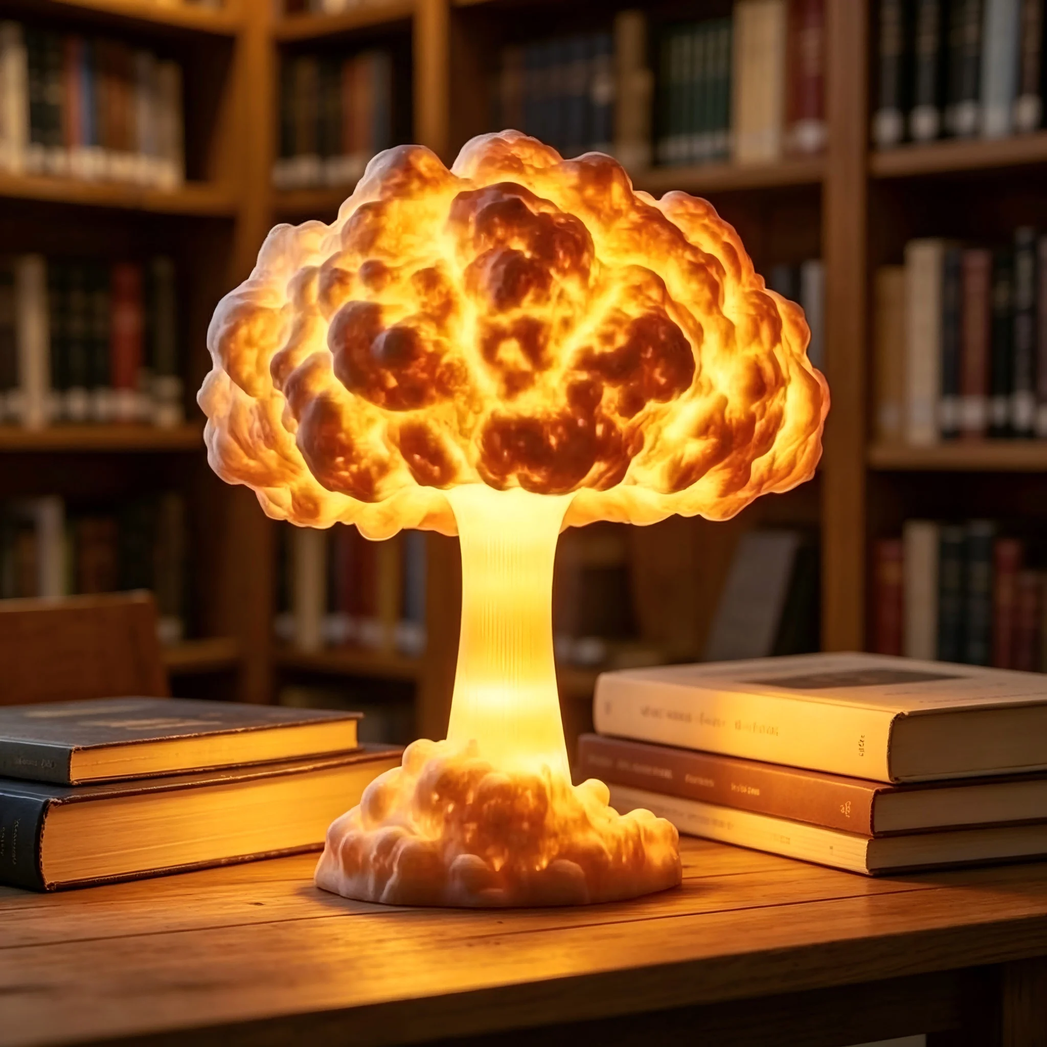 1PC LED Mushroom Cloud Desk Lamp USB Powered Resin Ornament, Retro Exquisite Glowing Table Night Light Home Desktop Decor