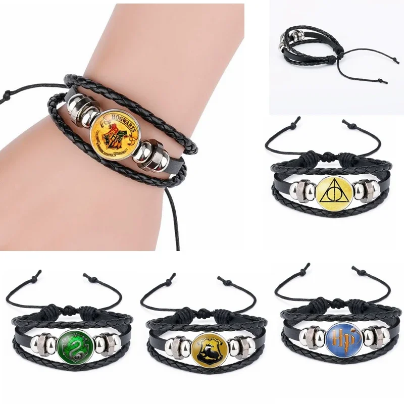 Harries Potter Serie geflochtenes Armband Magic Academy Glas Abzeichen Anhänger Anime Zubehör Souvenirs Party Geschenke für Kinder