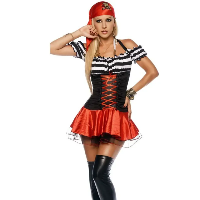 Carnival Party Women Sexy Skull Caribbean Pirate Costume Halloween  Captain Jack Sparrow Pirate Cosplay Fancy Dress