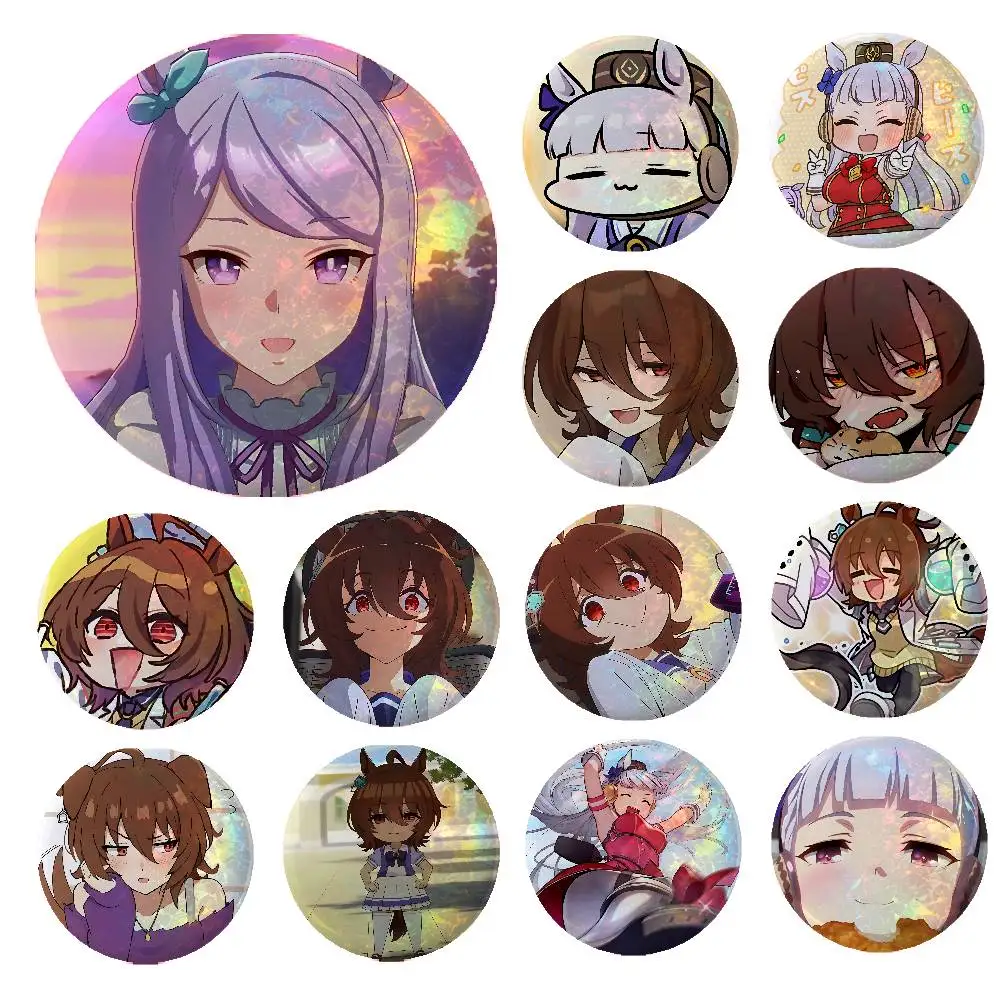 Cute Game P-pretty D-derbyS Kawaii Anime Game Laser Double Flash Tinplate Badge Cartoon Character Pin Brooch Fan Collectible Cos