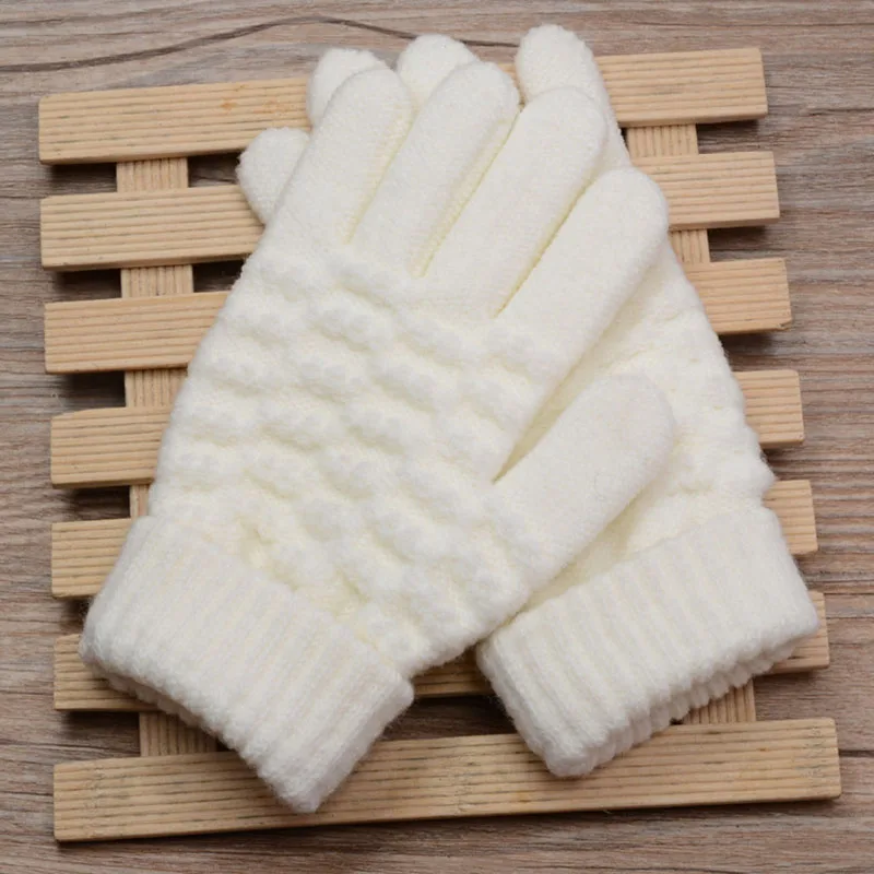 Guantes gruesos de punto para niños, manoplas elásticas cálidas para niños, Guantes sólidos para niños y niñas, Guantes de dedo dividido, moda nueva, Invierno