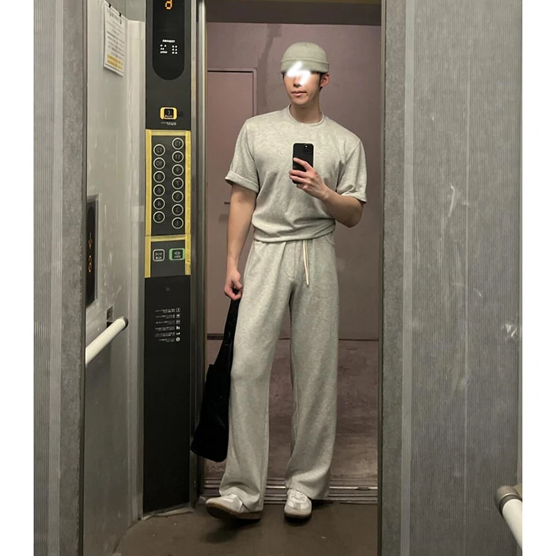 

American Retro Sport ey Linen Men's Fitn Casual Pants Extended Length Straight Leg Streetwear Comfortable Loose Fit