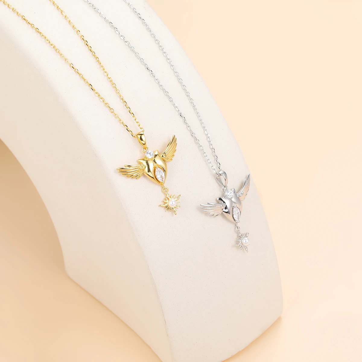 AIKE S925 Sterling Silver Necklace Original Sun Angel Element Neckchain playful cute dynamic wing collar fashion personality