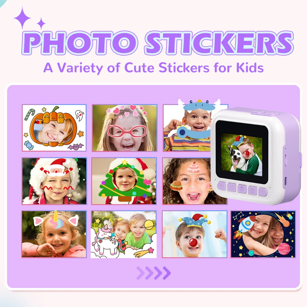 Kids Mini Instant Print Camera with 3 Rolls Print Paper Child Digital Camera Photo Printing Camera Gift for Christmas/Birthday