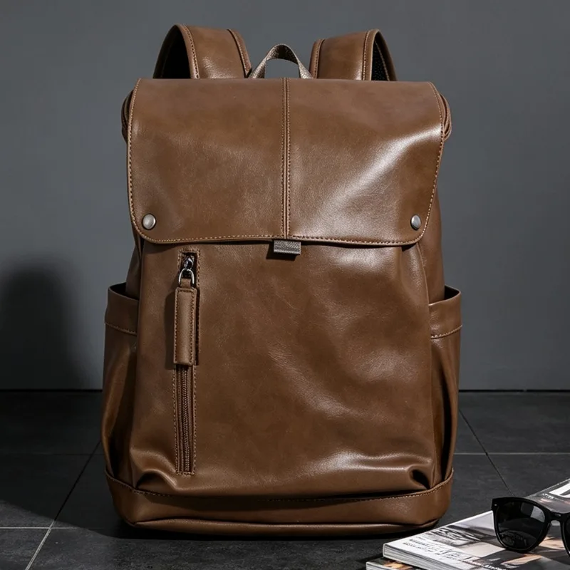 Vintage Backpack Men Large Capacity Men's Backpacks Solid Color Business Laptop Bag Fashion Travel Backpack Student School Bag