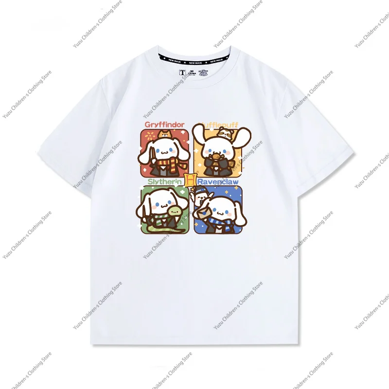 New Cinnamoroll Co-Branded Printed Summer Trend Cotton Children's T-Shirts Cute And Comfortable Joker Girls And Women's T-Shirts