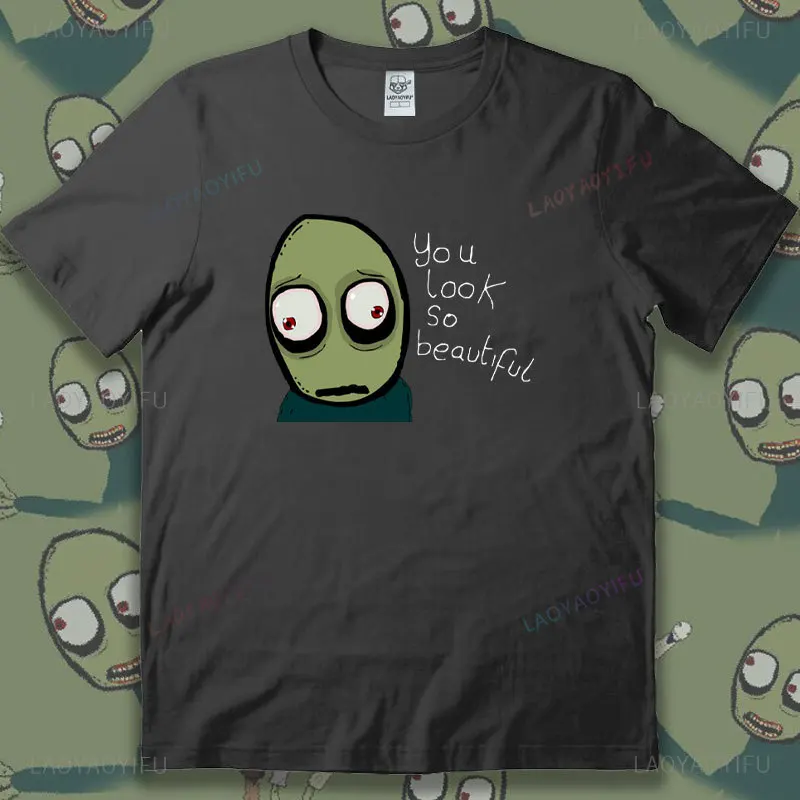 humor Cartoon Comics Salad Fingers Printed T Shirt Men Woman Summer Crew Neck Tops Cotton Casual Short Sleeve Game Player Shirts