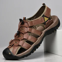 Summer Men Sandals Genuine Leather Mens Casual Shoes Outdoor Men Leather Sandals for Men Beach Shoes Roman mens Shoes